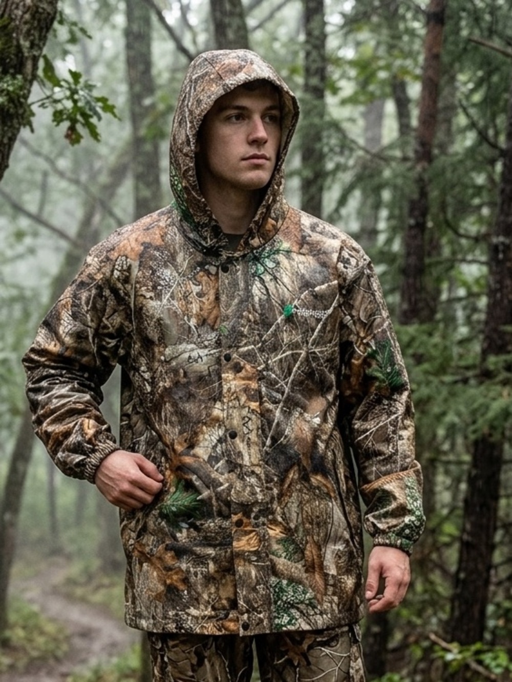 Take 50% OFF- Frogg Toggs Camo Hooded Jacket - Realtree Brown/Green, Size-M/L